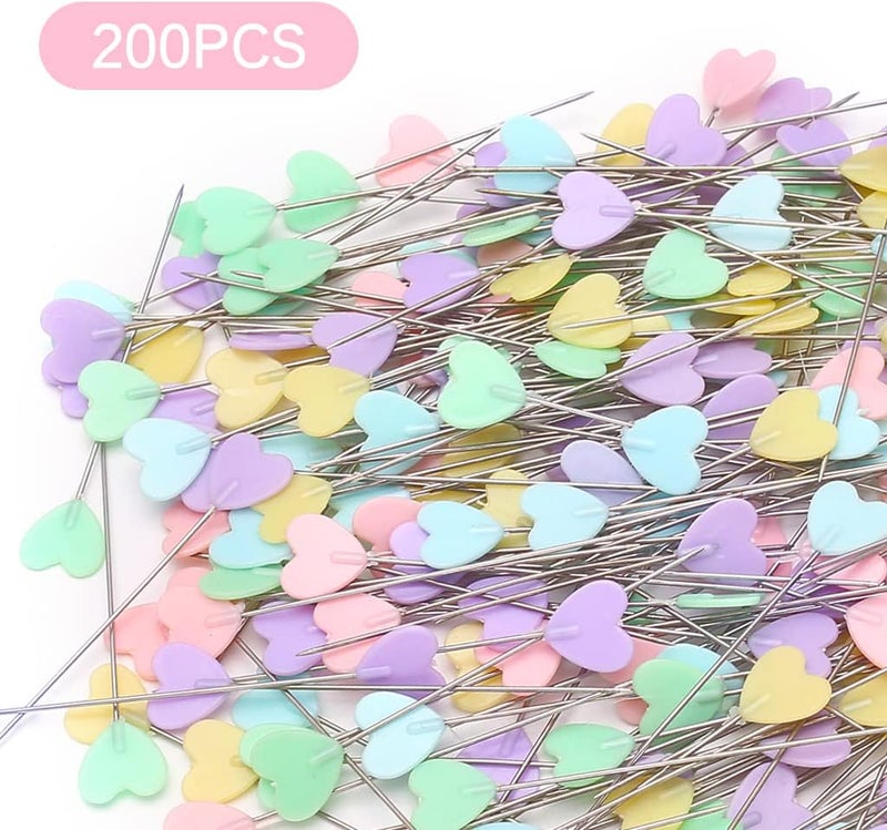 Elisel 200 pcs Multicolor Straight Pins Straight Quilting Pins Craft Positioning Pins Fixed Sewing Marker Needle for Crafting Dressmaker and Other Crafts Making (Love Hearts) - Image 3